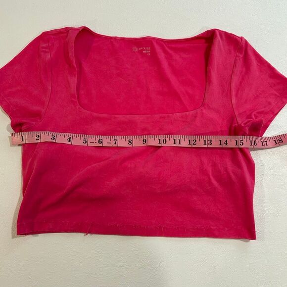 Offline by Aerie Real Me Square Neck Crop Top Hot Pink Size L - Picture 6 of 7